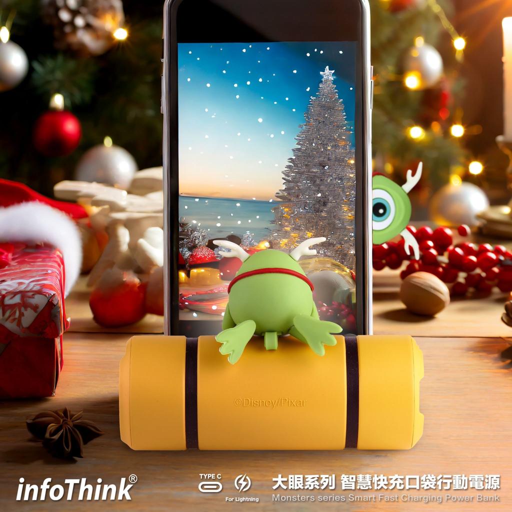 【台灣製InfoThink】最新聖誕特別版!怪獸公司電力樽直插式充電器|隨插即充|Lightning|TypeC|Monsters|迪士尼【10月27日截單 ,預計 : 十月中至尾發貨】