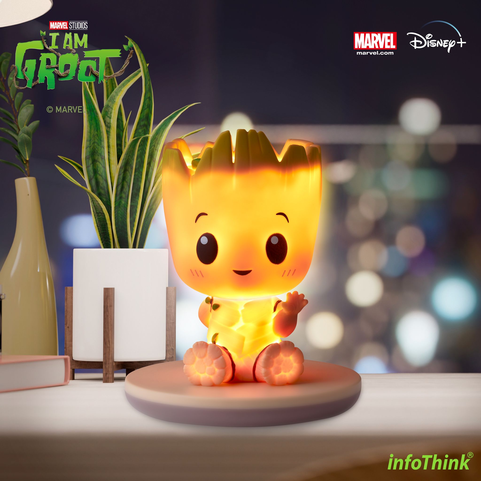 迪士尼系列樹人、維尼坐定定拍拍燈｜USB 小夜燈｜ I am GROOT｜Winnie